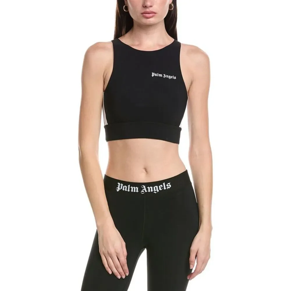 Palm Angels Womens  Logo Sports Top, Black